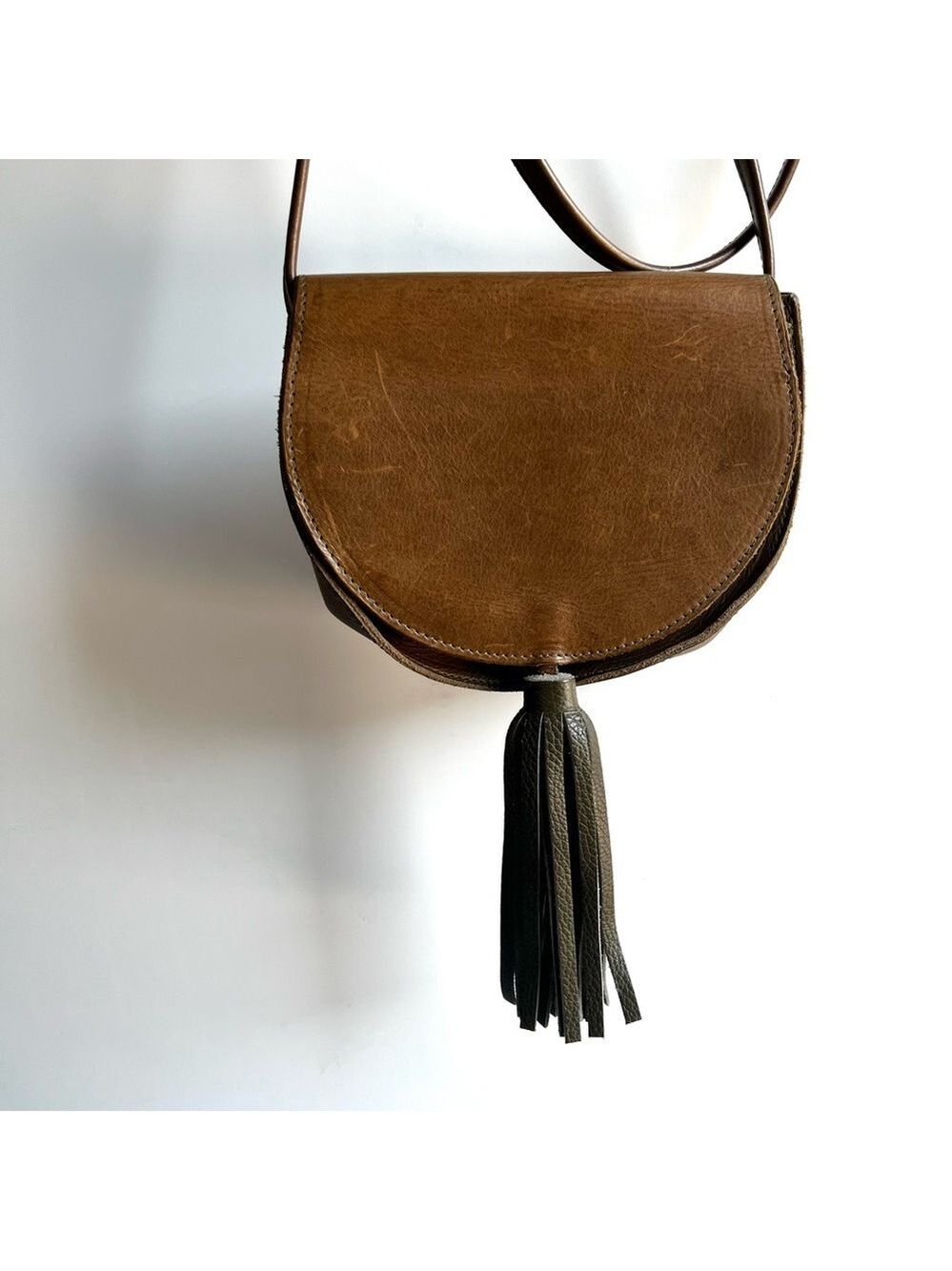 Oliveve Mallory Saddle Bag Brown Greenish Leather